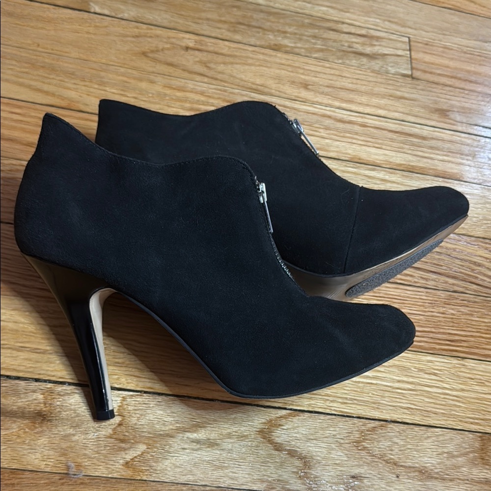 Suede Black Bakers Stiletto Heeled Ankle Boots Size 8.6
